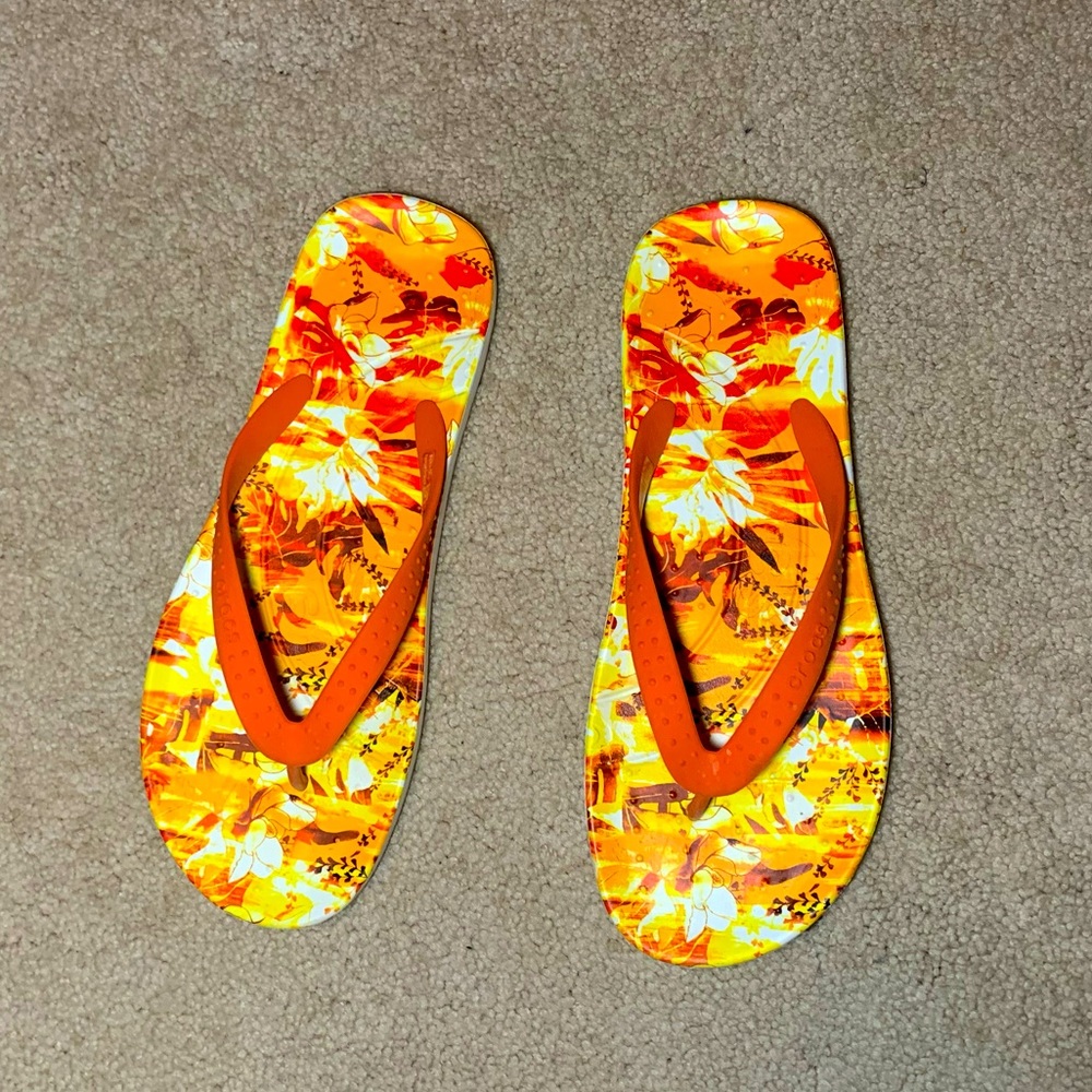 Tropical Print Crocs Flip Flops